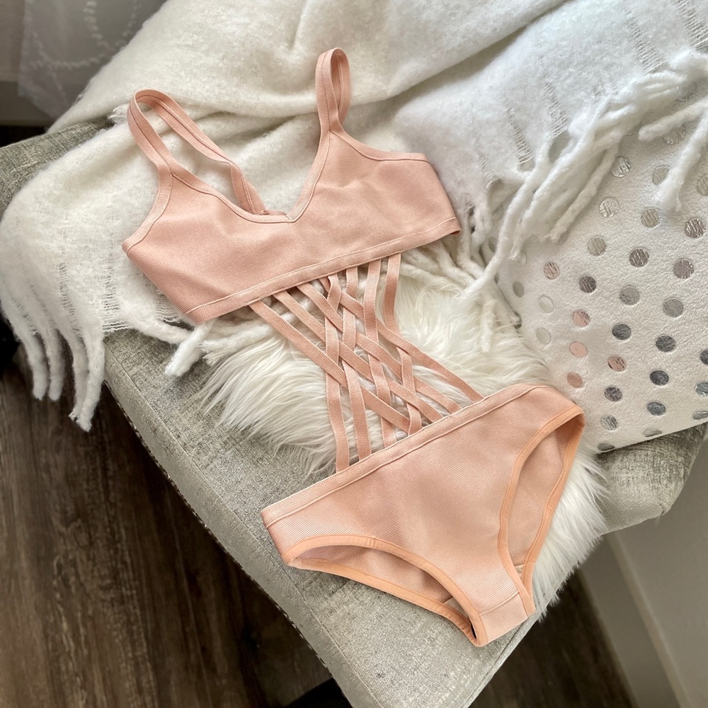 Blush Pink Cut Out Swimsuit Medium New